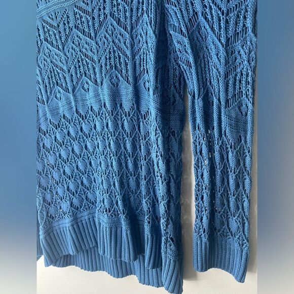 Oliver.O Women's Crochet Sweater Pullover Long Puff Sleeve XL Boho Preppy Cute - Picture 4 of 6